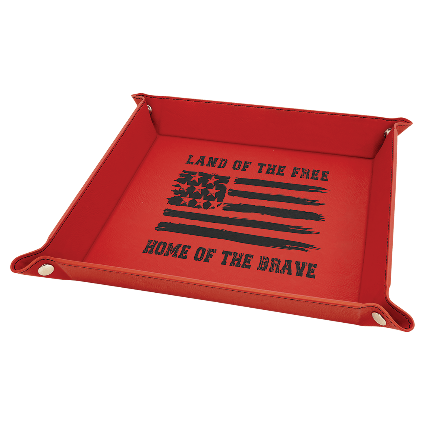 9" x 9" Laserable Leatherette Snap Up Tray with Silver Snaps