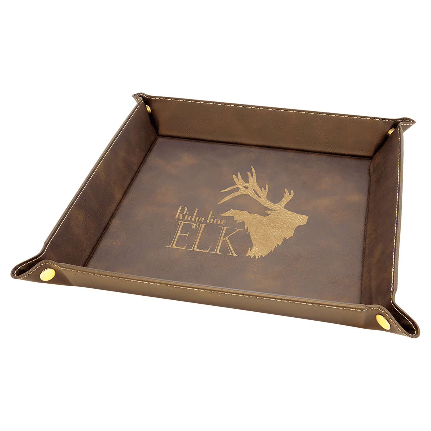 9" x 9" Laserable Leatherette Snap Up Tray with Silver Snaps