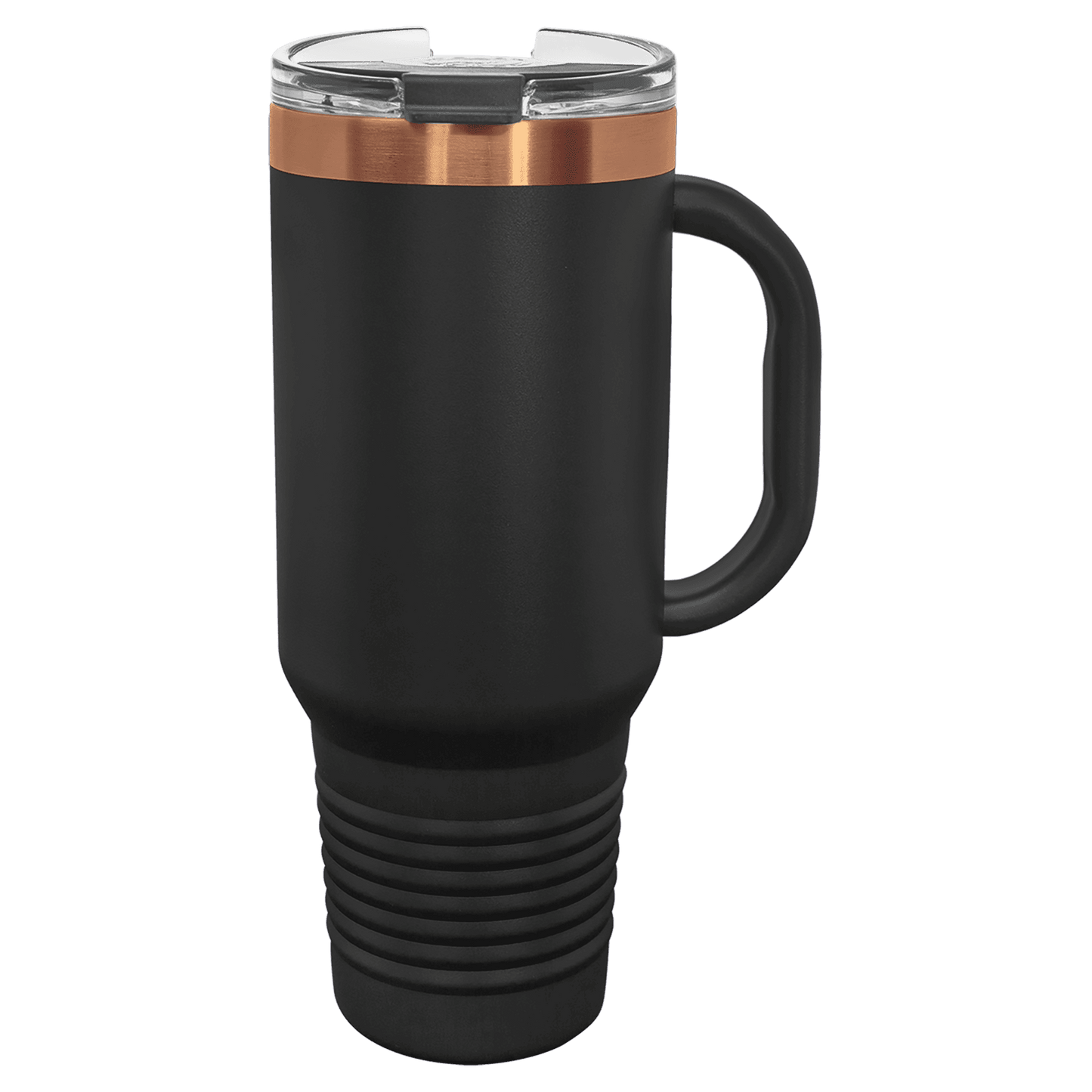Polar Camel 40 oz. Black/Rose Gold ION-Plated Travel Mug with Handle, Straw Included