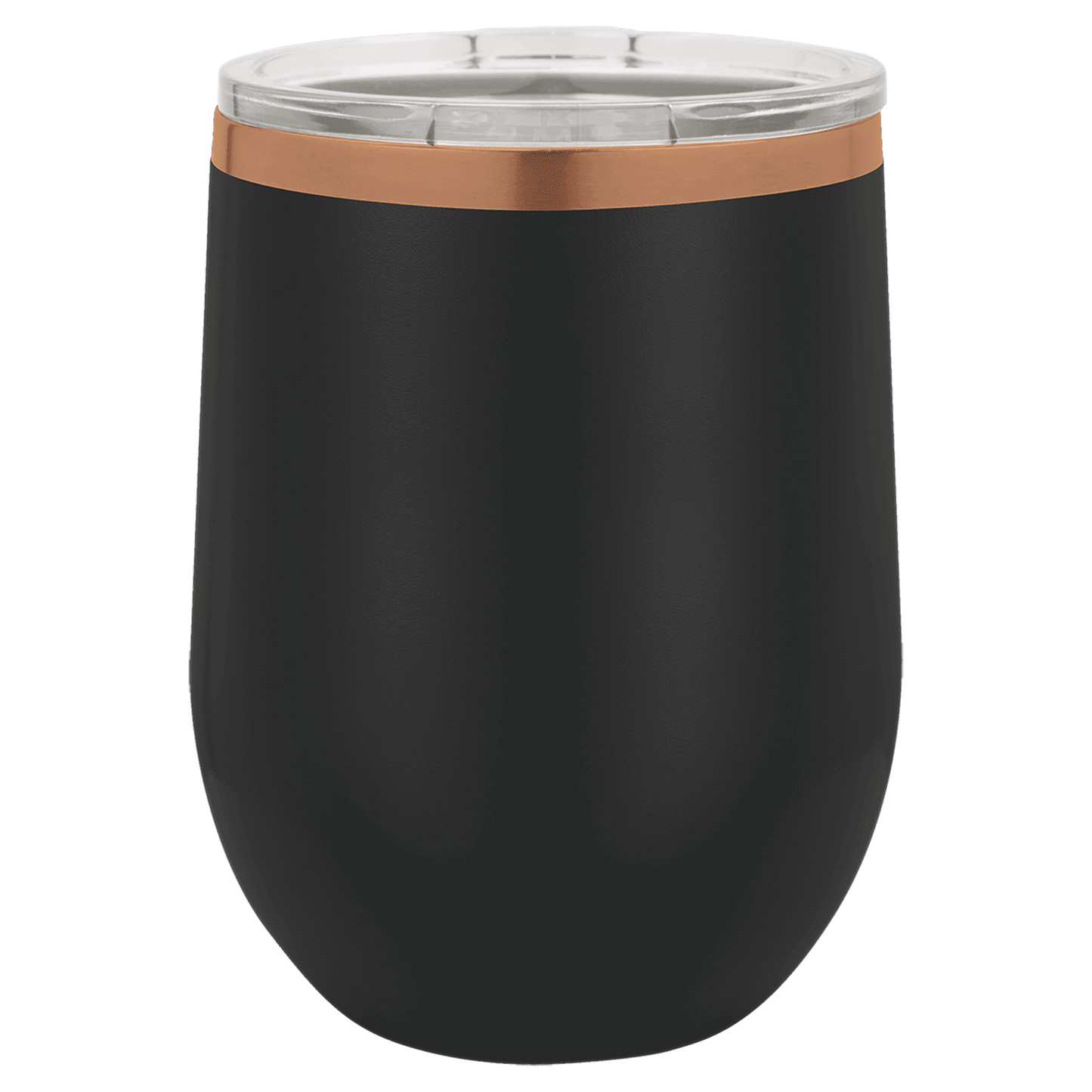 Polar Camel 12 oz. Black/Rose Gold ION-Plated Stemless Wine Tumbler with Lid