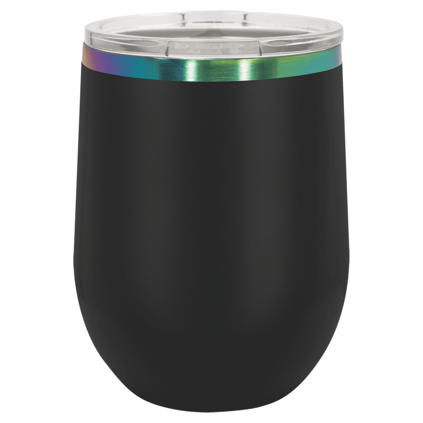 Polar Camel 12 oz. Black/Prism ION-Plated Stemless Wine Tumbler with Lid