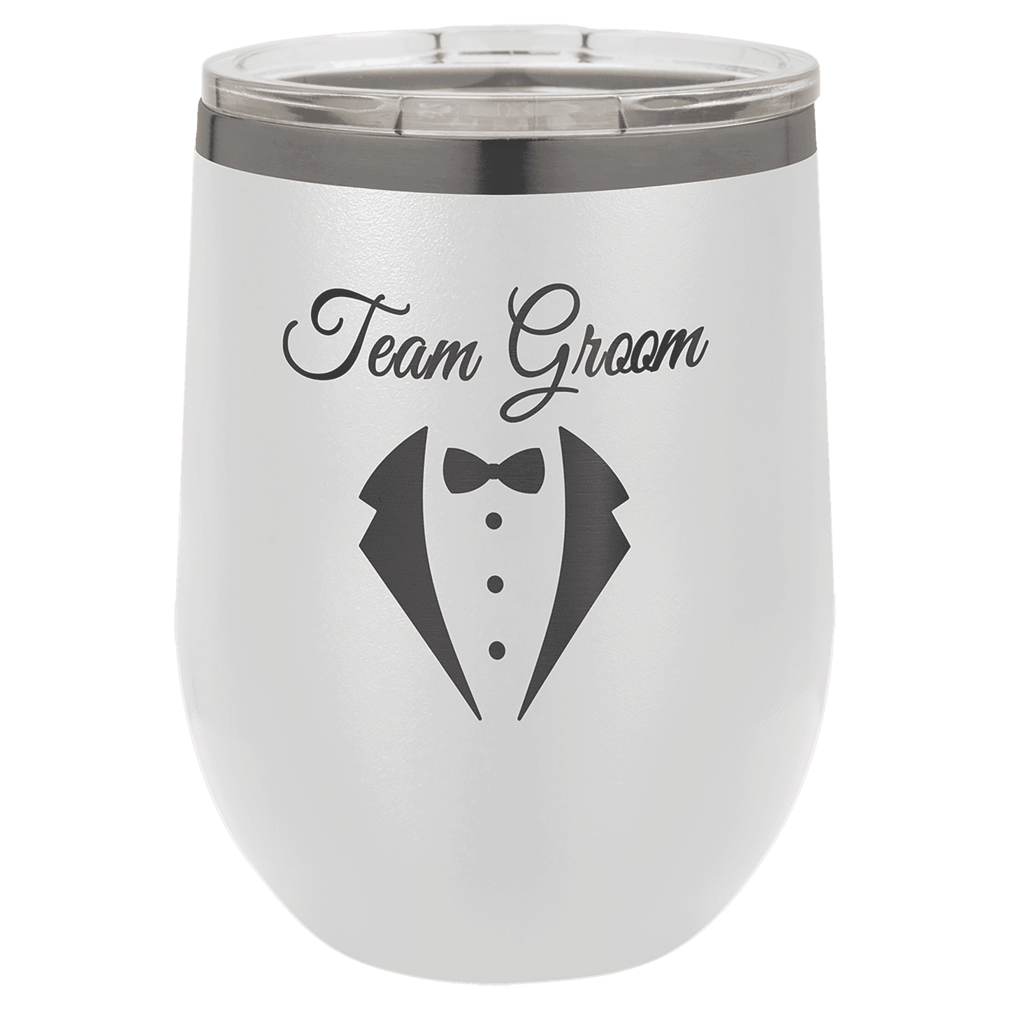 Polar Camel 12 oz. White/Ghost Black ION-Plated Stemless Wine Tumbler withLid