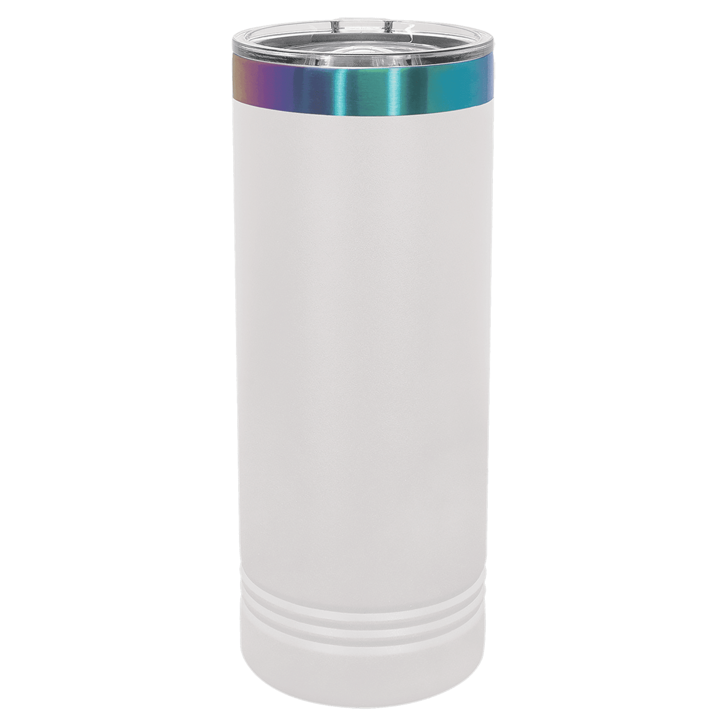 Polar Camel 22 oz. White/Prism ION-Plated Skinny Tumbler with Slider Lid
