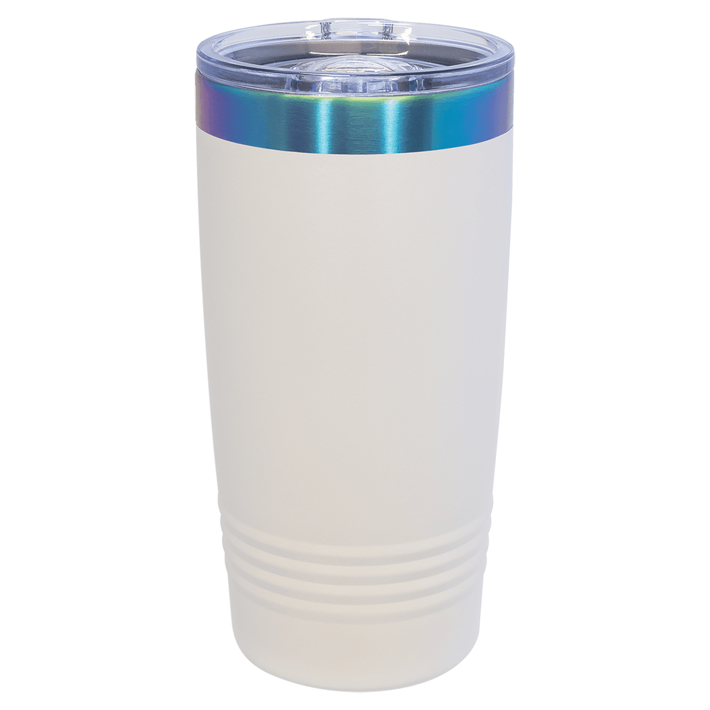 Polar Camel 20 oz. White/Prism ION-Plated Ringneck Tumbler with Slider Lid