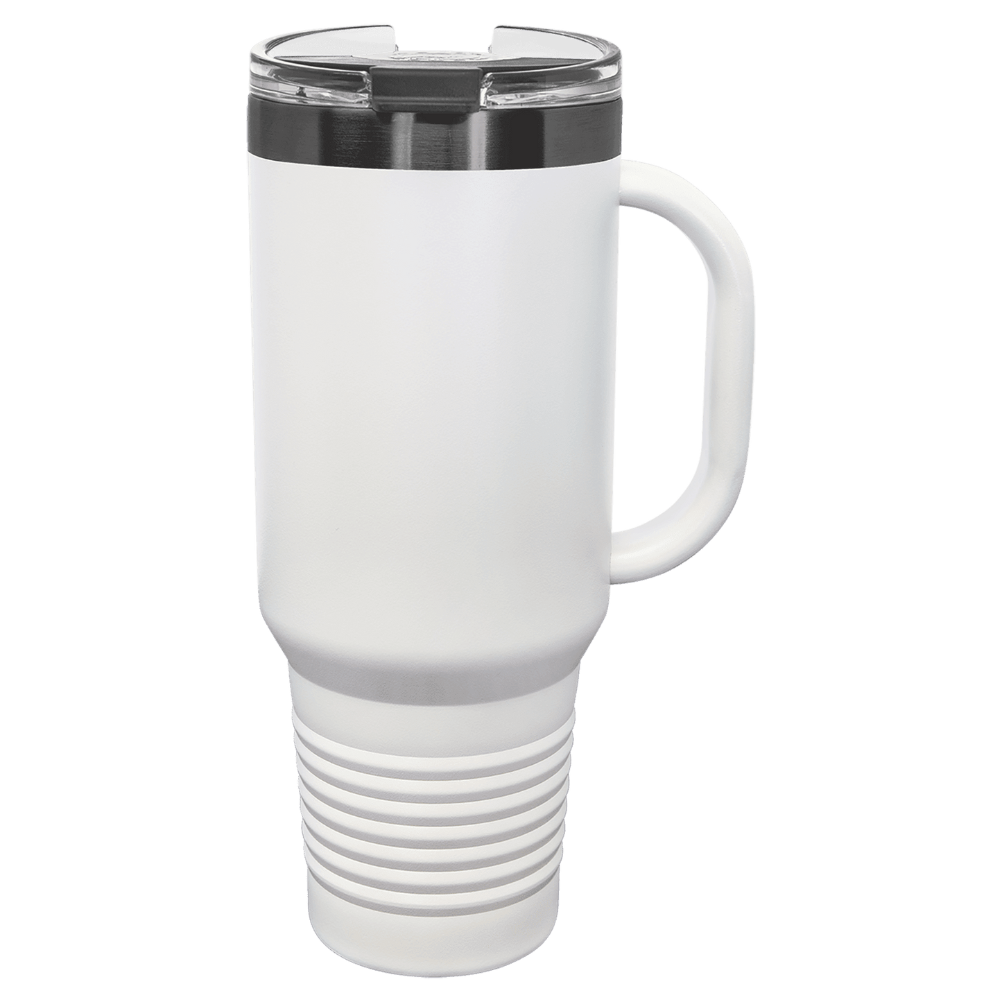 Polar Camel 40 oz. White/Ghost Black ION-Plated Travel Mug with Handle, Straw Included