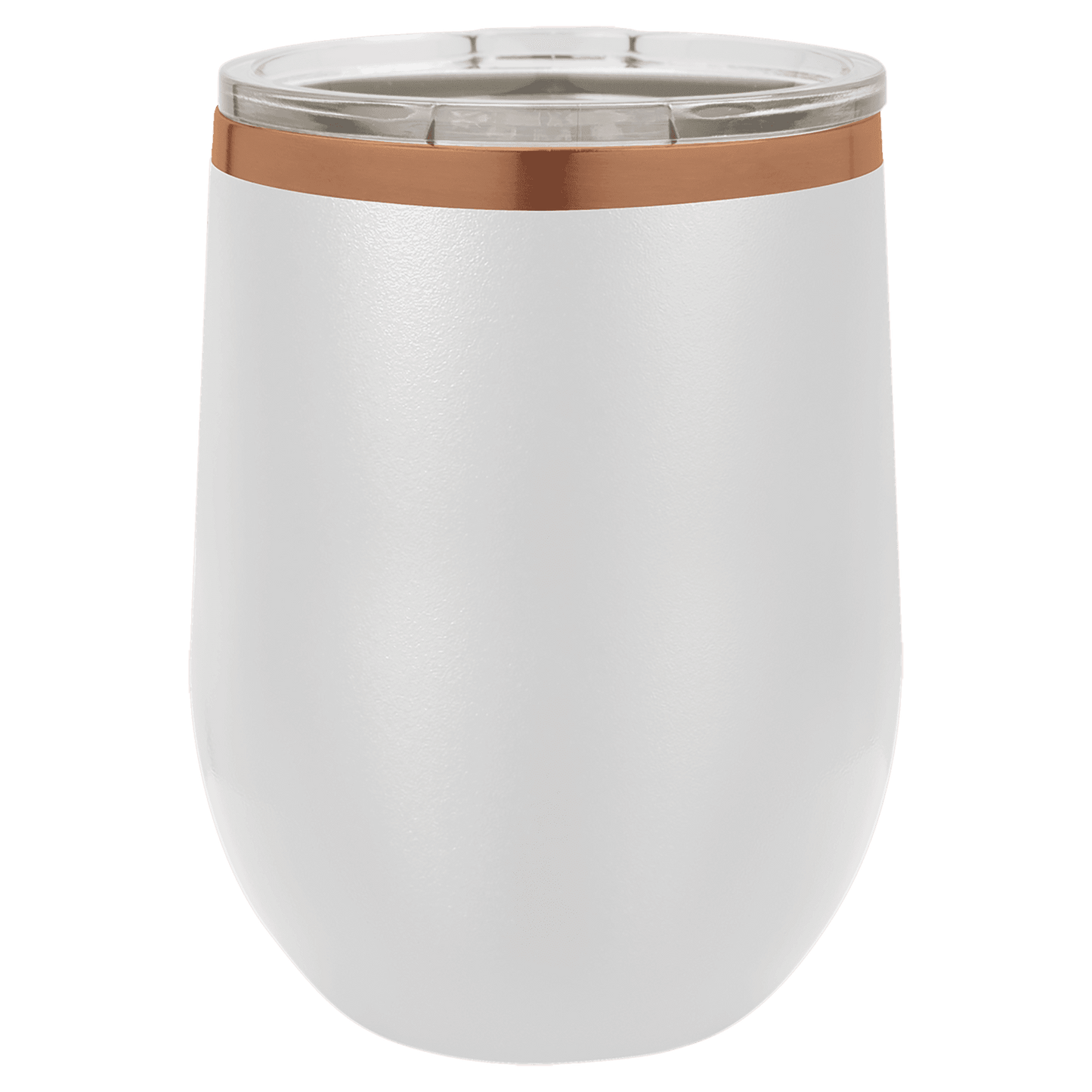 Polar Camel 12 oz. White/Rose Gold ION-Plated Stemless Wine Tumbler with Lid