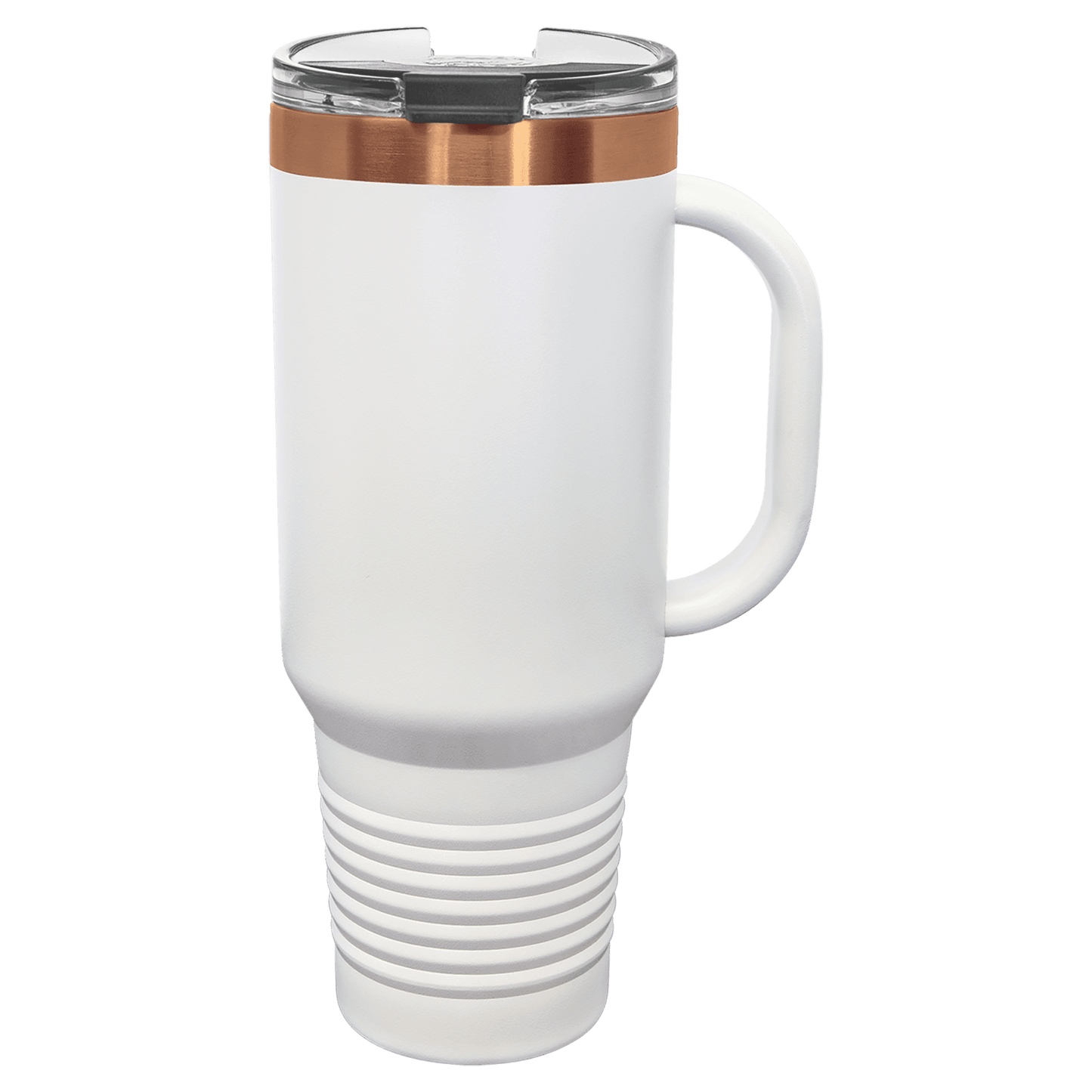 Polar Camel 40 oz. White/Rose Gold ION-Plated Travel Mug with Handle, Straw Included