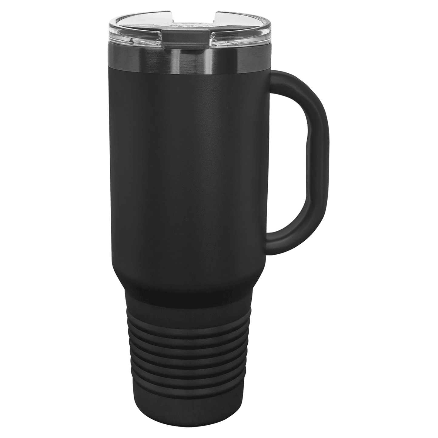 Polar Camel 40 oz. Black/Ghost Black ION-Plated Travel Mug with Handle, Straw Included